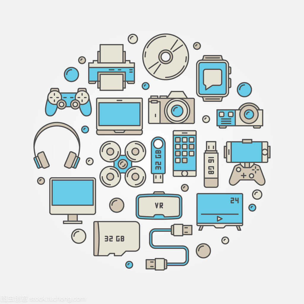 小玩意圓色彩豐富的插畫(huà)